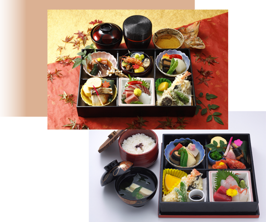 松廣御膳5,500円（左）・松花堂弁当4.730円（右）